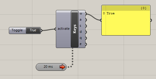 C# and timer components showing Grasshopper reading keys from the keyboard