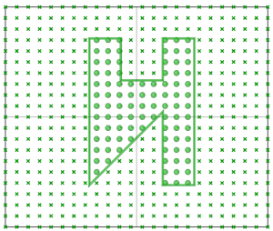 A check in Grasshopper to test whether points are inside a polyline curve