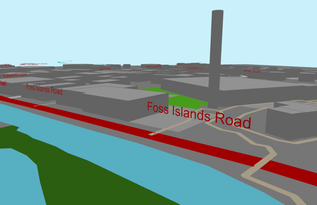 York in Grasshopper with Elk OpenStreetMap data - Foss Islands Road