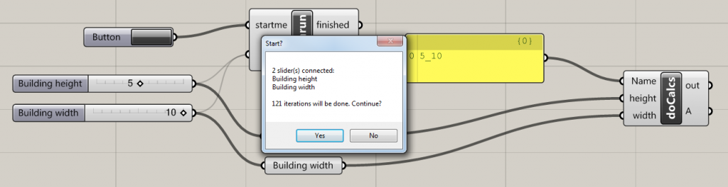 Grasshopper message box for BatchRun component