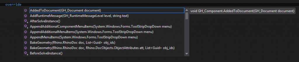 Grasshopper visual studio override methods in C#