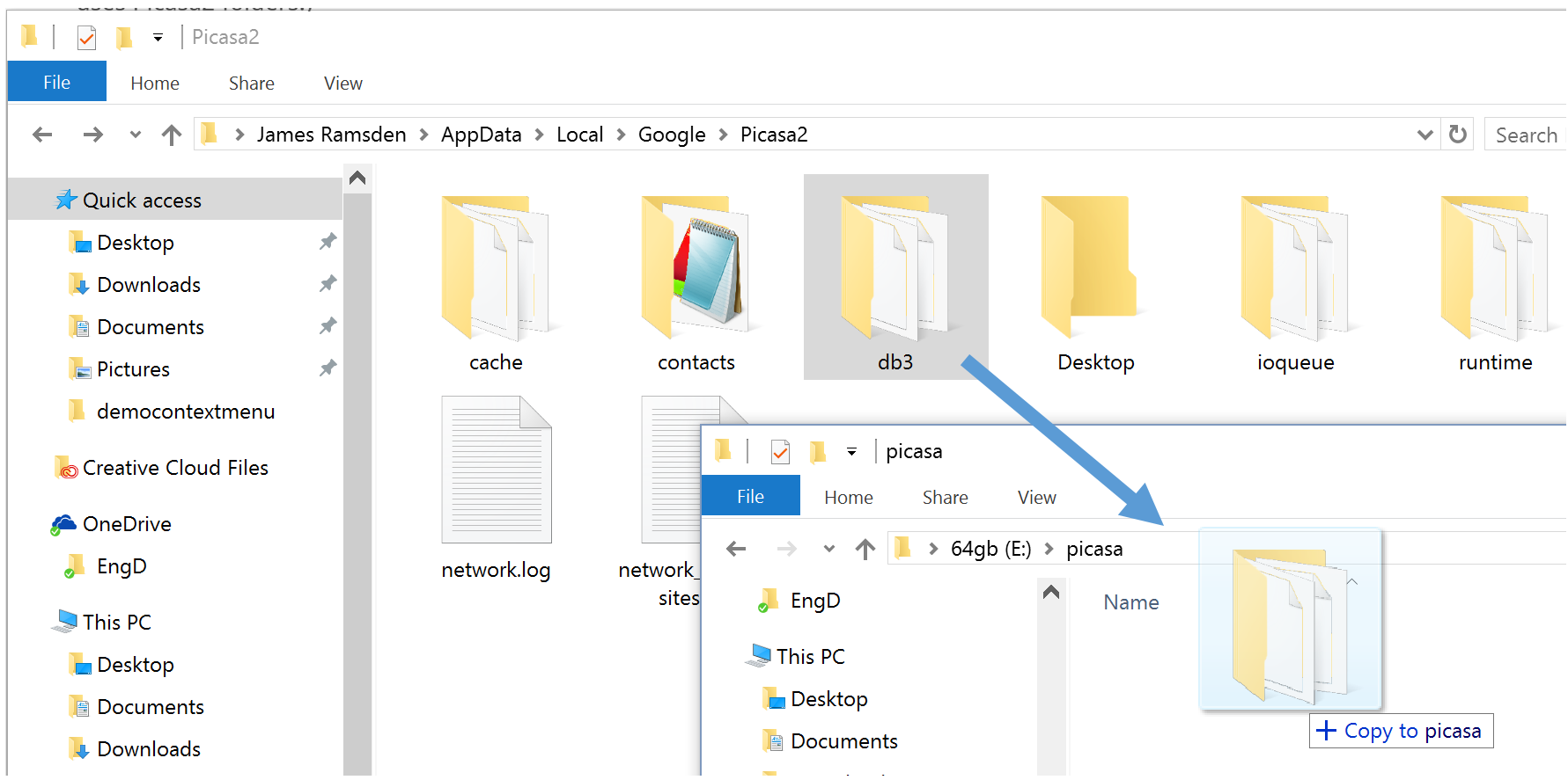 copy database files to new location