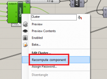 A mock-up of a 'recompute component' option in the Grasshopper component right-click menu